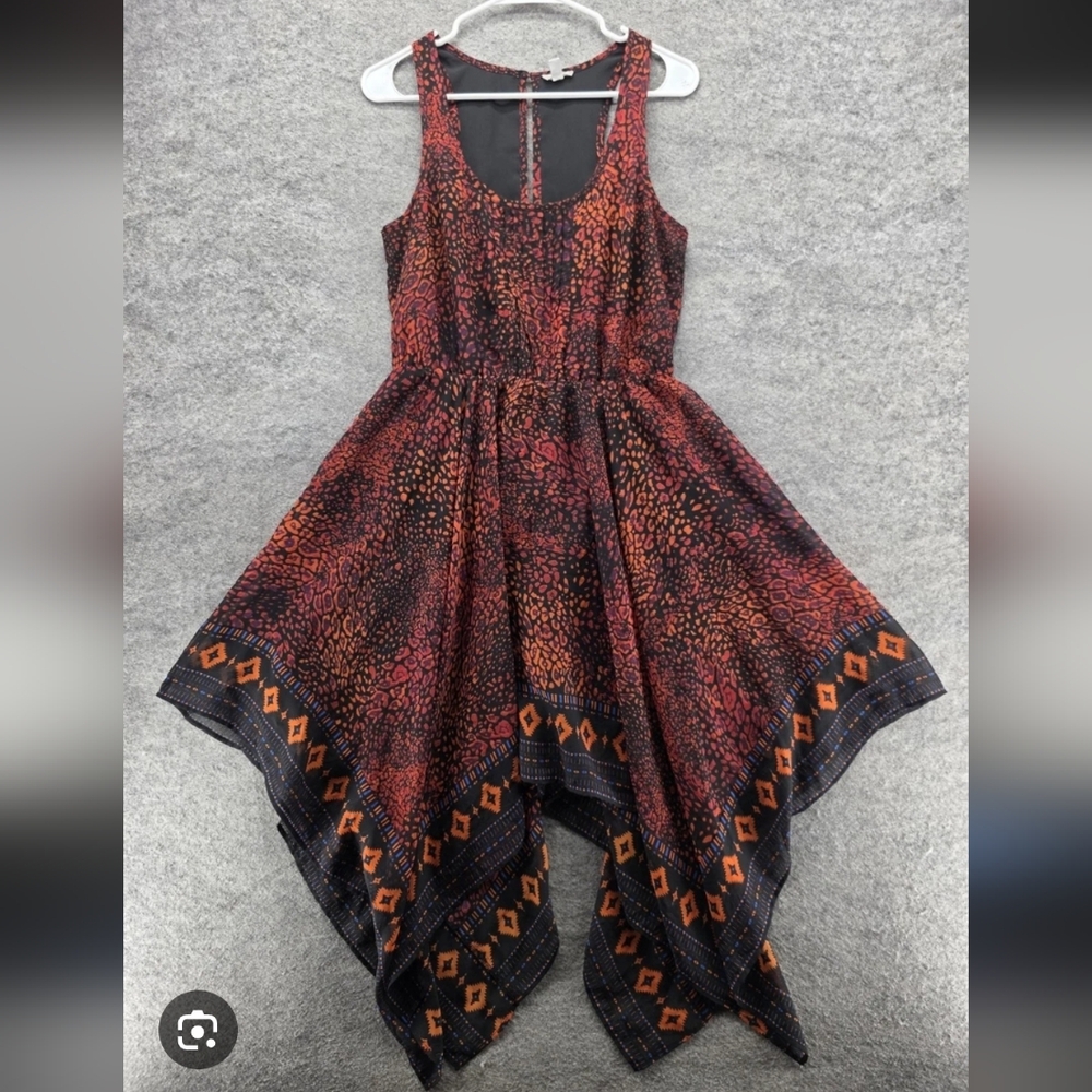 Urban Outfitters Ecote Boho Black Red Flowy Scarf Dress Size Medium